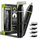 Lanumi 2 in 1 Beard Trimmer for Men Electric Razor and Nose Trimmer, IPX7 Waterproof Body Hair Trimmer, Face and Body Shaver, Men's Grooming Kit