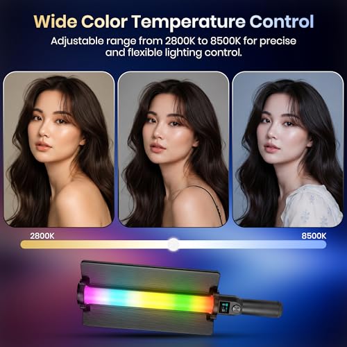 Image of Simpex LS-120R 20W RGB Light Stick LED Video Light with 4000mAh Rechargeable Battery, OLED Display, Crown Button Control, 2800K-8500K, CRI95+ & FX Effects for Photography & Live Streaming(Black)