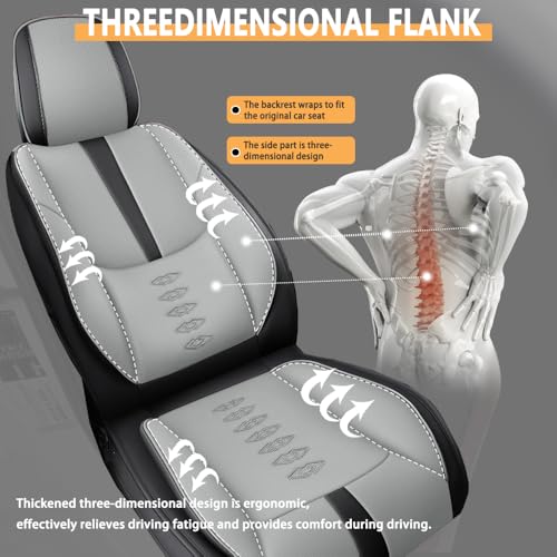 Image of Car Seat Covers for Neon,for Dodge Neon 2000-2005,Leather Full Set Seat Covers,Airbag-Compatible Car Seat Protectors,Waterproof Seat Cover for Cars(Black+Gray,5PCS /with Pillows)