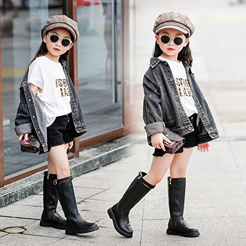 TangDao Kids Girl's Waterproof Side Zipper Fur Lined Knee High Tall Riding Boots Girls Leather Winter Boots Dress Princess Shoes Outdoor Snow Boot2