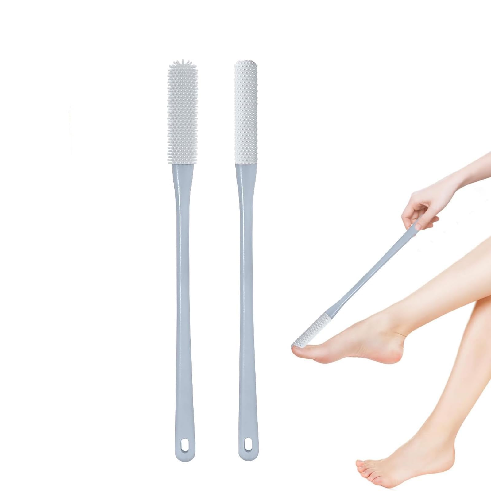 Dymeist 2pcs Toe Gap Cleaning Brush No Bending to Remove The Dead Skin of The Feet Ergonomic Handle for Foot Seniors Long Handle Soft Cleaning Bath Brush Feet Cleaner Scrub Foot Care