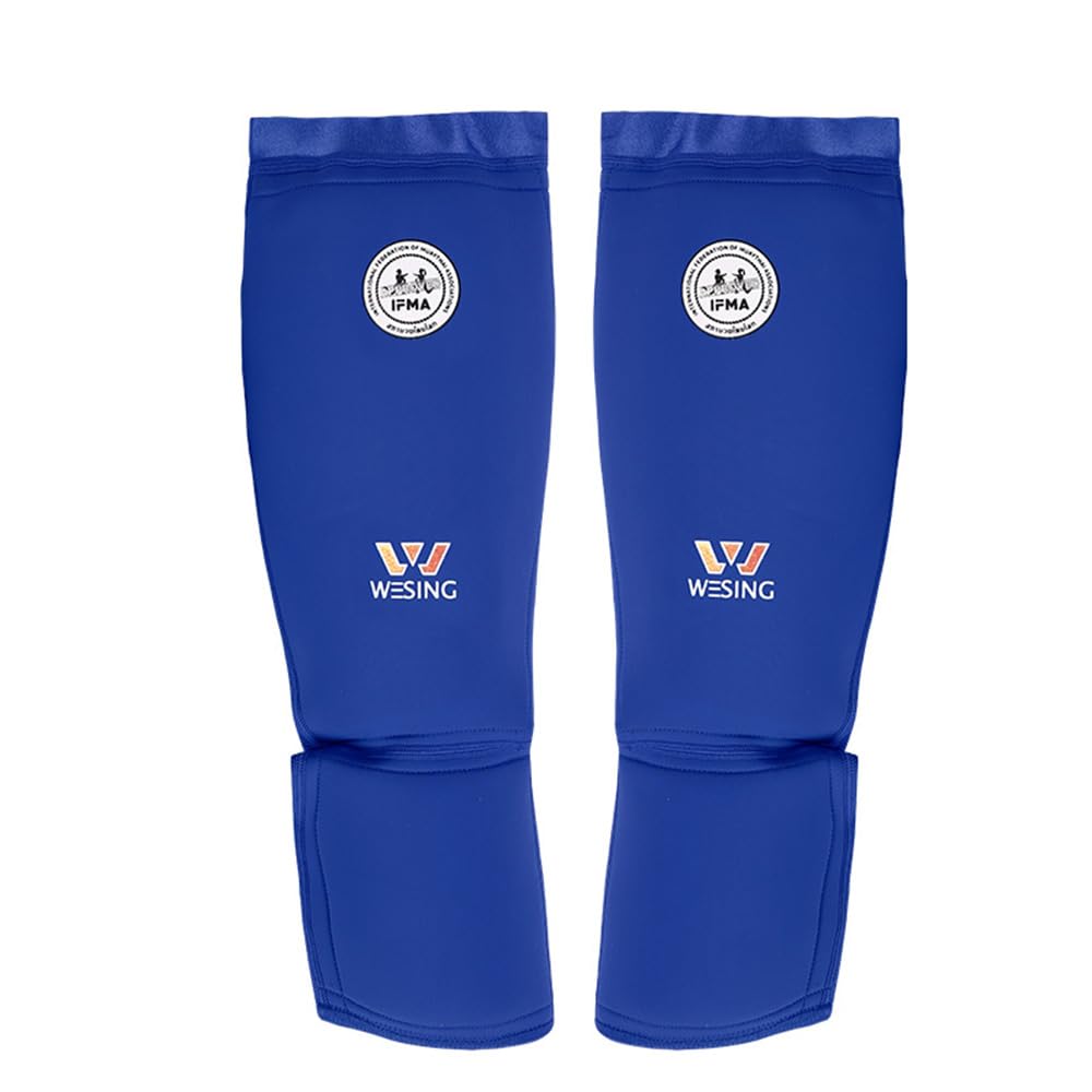 WESING Shin Instep Guards for Muay Thai IFMA Approved(Blue, S)