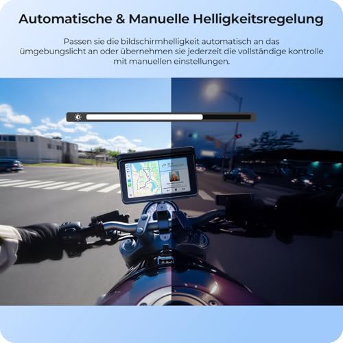 Krunia 5 Drahtloses Tragbares Motorrad Car Play Display für Apple CarPlay & Android Auto, 60FPS, Reifendruck-Monitor, Auto-Helligkeit, Anti-Fehleingabe, Wasserdicht, Navigation, Sprachsteuerung, BT