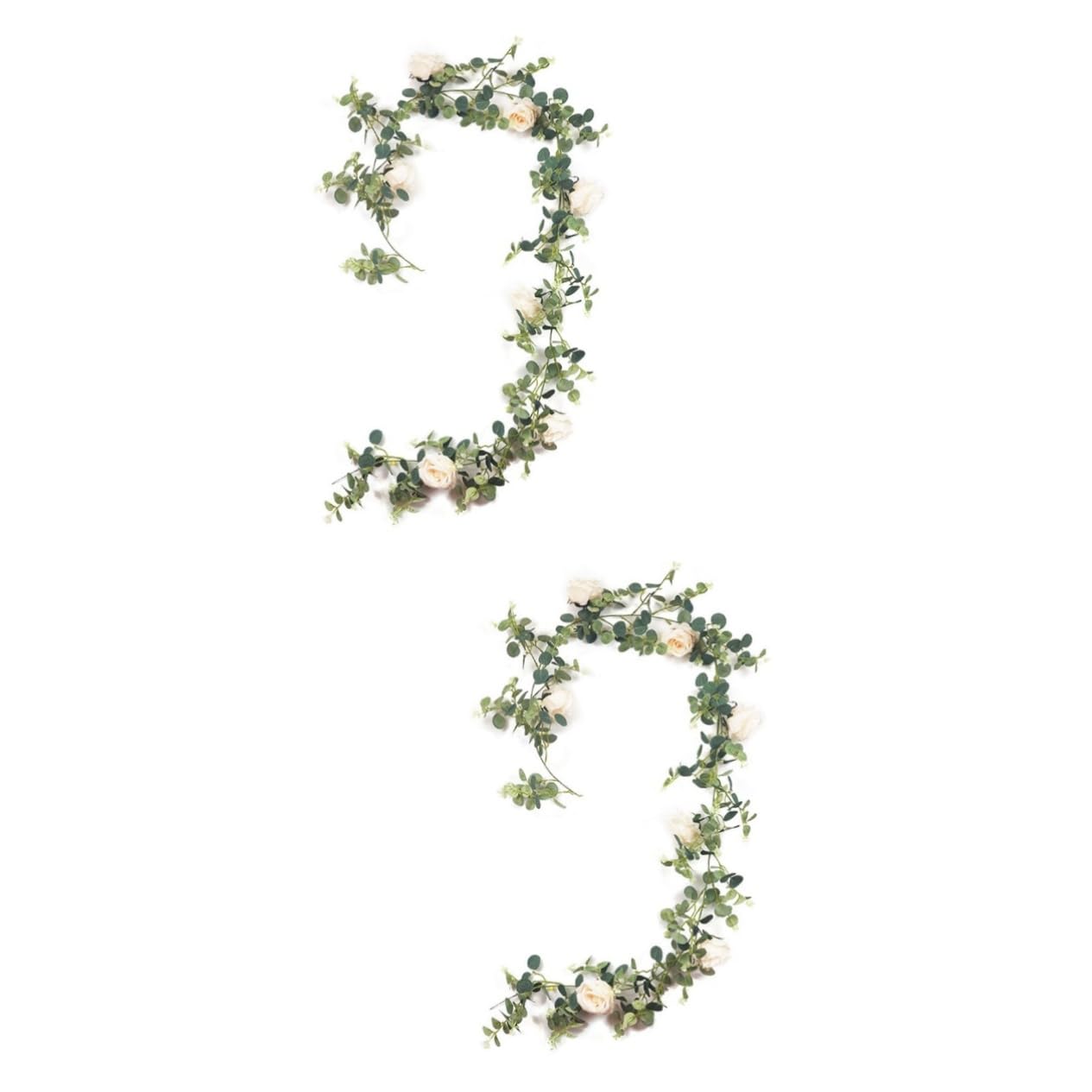 Zerodeko 2stücke Künstliche Rattan Wanddekoration Mit Rosenornamenten Hängende Eukalyptus-Vine Girlande Für Hochzeiten Partys Und Zuhause