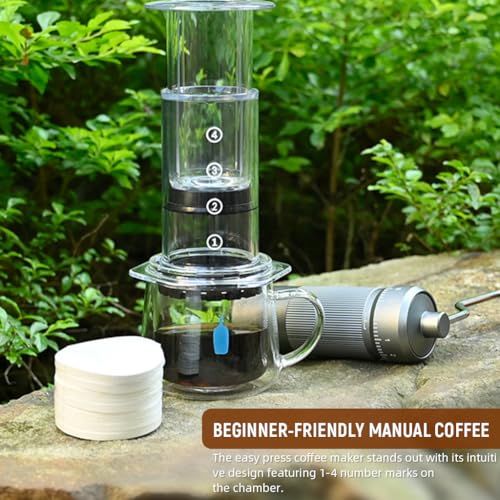 Image of Supvox Press Coffee Maker 4 Stage Brewing Easy Press Coffee Brewing Pot Heat Resistant Food Grade PP Manual Detachable Design Portable Maker for Travel,Camping,Grey