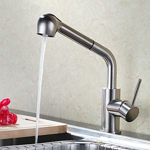 Robinet à traction en acier inoxydable rotatif télescopique évier de cuisine