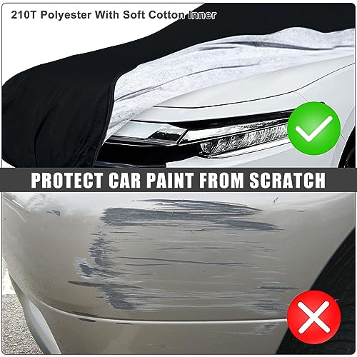 Image of Waterproof Car Cover Compatible with Honda HR-V 2015-2025, Black 210T Inside Cotton Cover with Door Zippers for Snow Rain Dust Outdoor Protection