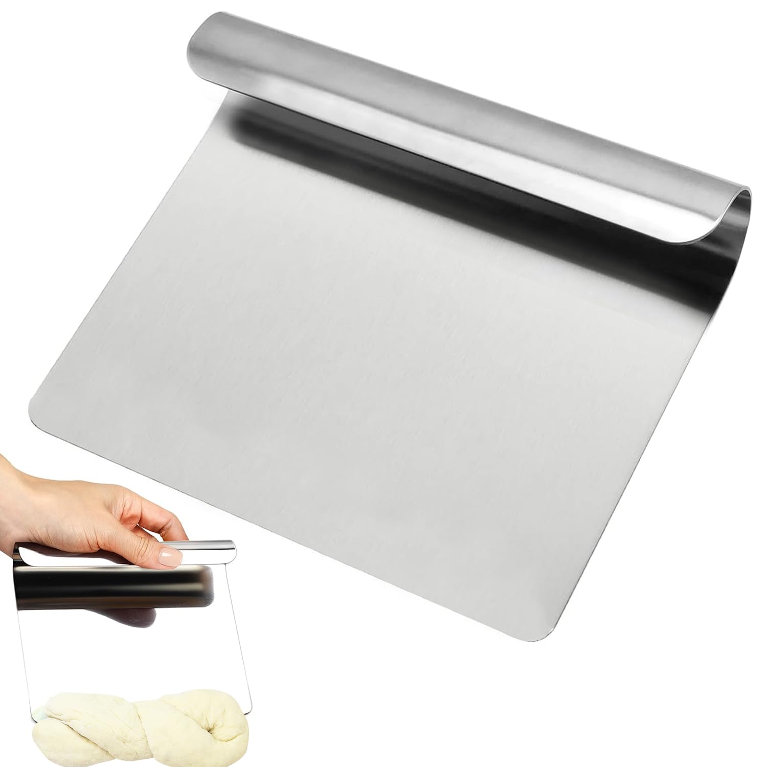 Tagliapasta In Acciaio Inox Con Doppia Scala - 2 Pezzi Da 15x12 Cm - Raschietto Per Impasto, Pasta, Pizza E Torte - 4