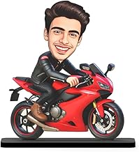 Personalized Motorcycle Rider Caricature Gift Custom Photo Stand Birthday Gift for Husband Boyfriend Friend Unique Biker Cartoon Photo Frame (Motorcycle Rider-2)