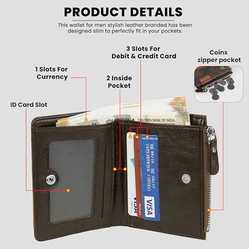 Image of Storite Men's Multi-Card Bifold Leather Wallet RFID Protected Bifold Wallet - Slim PU Leather Money & Credit Card Holder Purse with ID Window (Coffee)