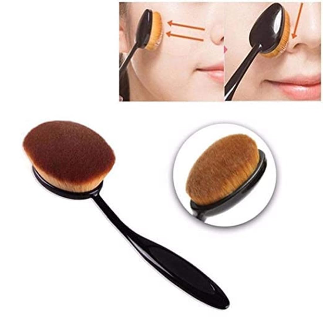 Beautiflame Powder Triangle Makeup Puff for Face, Powder Puffs for Loose Setting Powder, Under Eye Foundation Wedge Blender Sponge Blender Makeup Tools (Oval Brush With Blender And 2 Pcs Trianle Puff) 3
