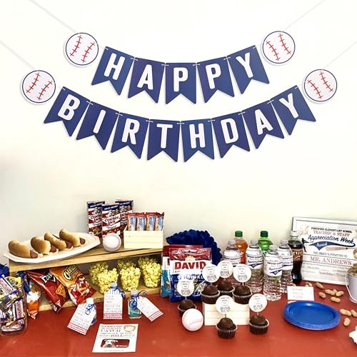 Image of Baseball Happy Birthday Banner,Baseball First /1st Birthday Decoration | Rookie Of The Year Banner,Sporty Birthday Decor