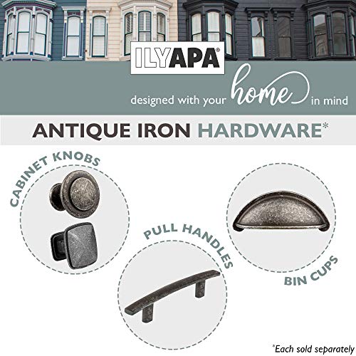 Ilyapa Antique Iron Kitchen Cabinet Pulls - 3 Inch Hole Center Bin Cup Drawer Handles - 10 Pack Of Kitchen Cabinet Hardware #TOP6
