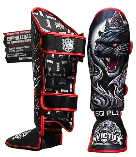 Espinilleras y tibiales Profesionales para MMA, Muay Thai y Kickboxing – Protección de espinillas y Empeine, Ajuste Seguro con Correas de Velcro, Unisex Adulto