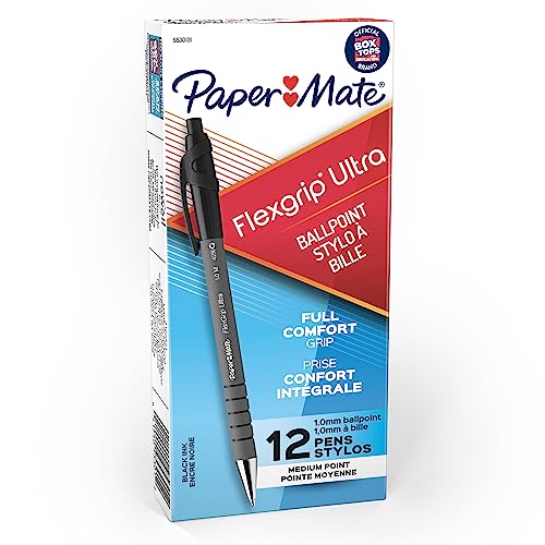 Stylo bille PAPER MATE Flexgrip Ultra noir fournitures de bureau écriture fluide 1,0 mm