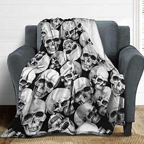 Skull Fuzzy Sofa Throw Blanket Flannel Super Soft Warm Fleece Bedspread Home Decor All Season For Bed Couch Living Room Large 50"X40" In #TOP4