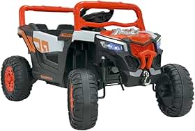 Bang Toys - Carrinho Elétrico Infantil Pulse XR7 12V - com Portas que Abrem, Luzes de LED, Sons, Bluetooth, Entrada USB/MP3, Controle Remoto - Suporta até 35kg - Cor Laranja