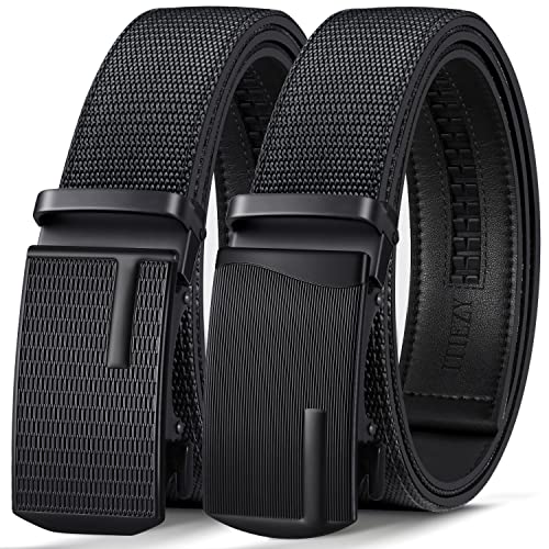 ITIEZY Ratchet Belt Nylon, 2 Pack Golf Belts for Men Casual, Adjustable Web Belt Trim to Fit