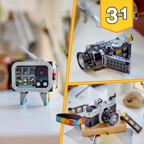 Creator 3 in 1 Fotocamera Retro, Macchina Fotografica Giocattolo da Costruire Trasformabile in Videocamera o TV Vintage, Giochi per Bambini e Bambine da 8 Anni, Idea Regalo di Compleanno 31147 - Lego - Immagine 4