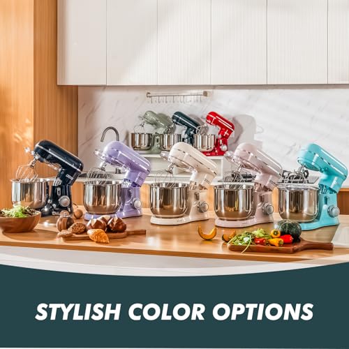 Image of Kitchen in the Box Stand Mixer, 3.5 QT Small Kitchen Electric Stand Mixers, 10-Speed Portable Lightweight Dough Mixer for Daily Use with Egg Whisk, Dough Hook, Beater (Dark Green)