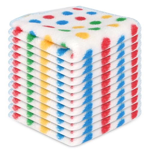 INFICRIME Microfiber Cleaning Cloth,12 Pack Cleaning Rags, Cleaning Towels with Polka dots, Absorbent, Streak Free, Non-Abrasive, Reusable and Washable, 10