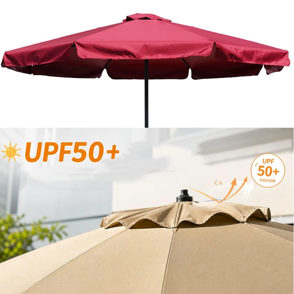 Parasol Przeciwsłoneczny 270 cm z Falbaną, Parasol Ogrodowy z Łatwą Korbą i Żelaznym Drążkiem Do Ogrodu, Na Taras, Podwórko, Basen(Green)