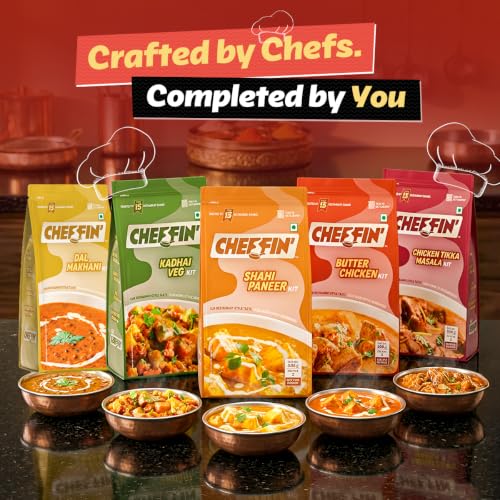 Image of Cheffin' Butter Chicken Masala 285g | Ready to Cook in 10 mins | Serves 2-3 | Just add Fresh Chicken or Paneer | All Natural, No Preservatives | 3-Pouch Cooking Kit for Restaurant Style Taste at Home