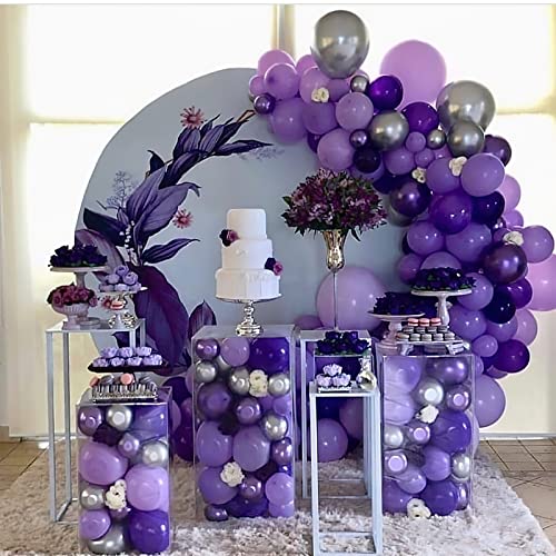 Image of PartyWoo Purple Balloons 60 pcs 12 Inch Light Pastel Dark Purple Lilac Lavender White Latex Balloons for Graduation Baby Shower Gender Reveal Wedding Butterfly Birthday Party Decorations