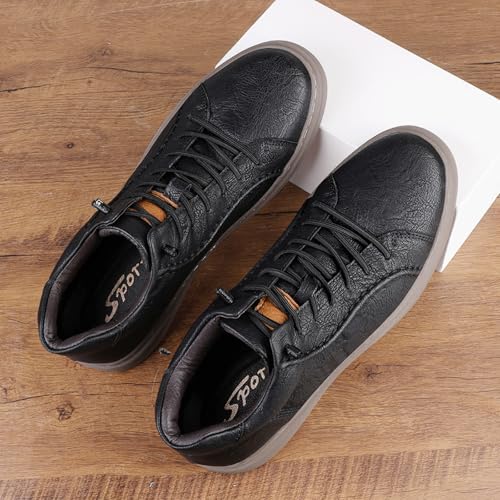 Men’s Leather Elevator Shoes: Height Increasing Sneakers with 2.36" Hidden Insoles - High-top Casual Dress Style3