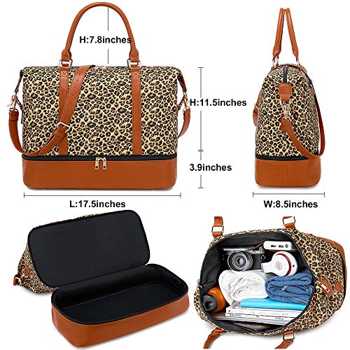 image for BTOOP Womens Travel Weekend Bag Leopard Overnight Carry on Shoulder Du