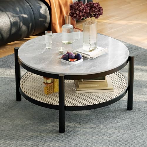 Table d'appoint rustique ronde bout de canapé métal et fer forgé stable