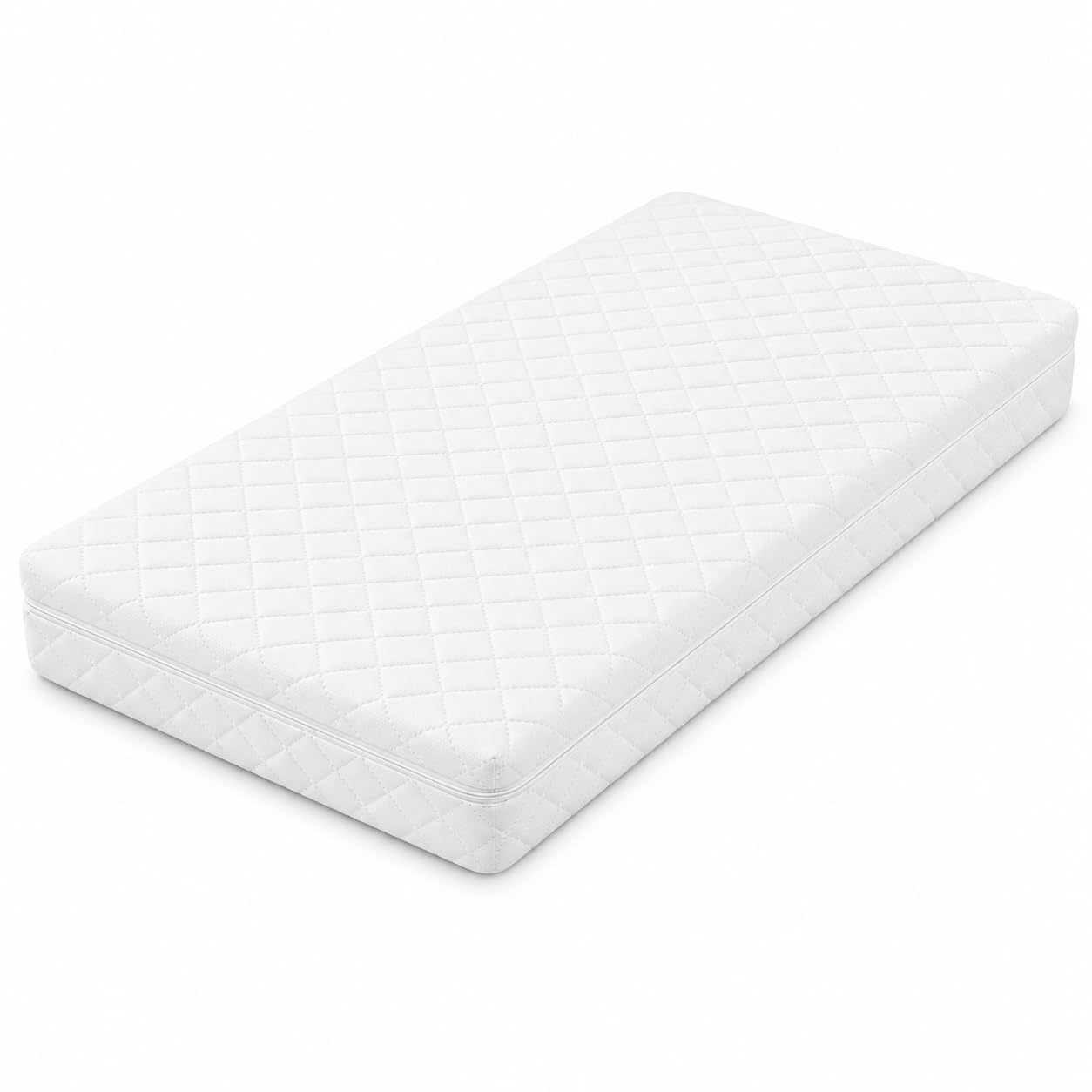 Quest-Mart Next to Me Bedside Crib Mattress 90 x 50 x 5cm for Newborns & Toddlers, Quilted Foam Mattress with Breathable Removable Cover, Soft Supportive Baby Mattress, Cradle & Bassinet – White