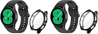 سوار لساعة سامسونج جالاكسي 4 44 ملم مع جراب من كيو دبليو واي جيه، جراب حماية كامل من البولي يوريثين الحراري للبالغين من الجنسين (عبوة من قطعتين)