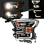 AlphaRex 6000K White LED Projector Headlights Headlamps Assembly Switchback Turn Signal+DRL For 2015-2017 F-150 F150 (Matte black housing with switchback LED turn signal)