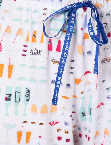 Image of HUE Women's Summer Vacation Pajama Separates, Soft, Whimsical Print Pjs with Tropical Beach Themes, Flip Flops, Cocktails