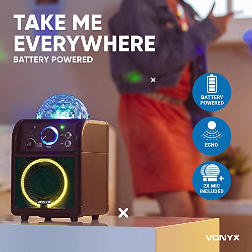 Vonyx SBS55B karaoke set met Bluetooth, 2 microfoons, lichteffecten en ingebouwde accu - Image 5