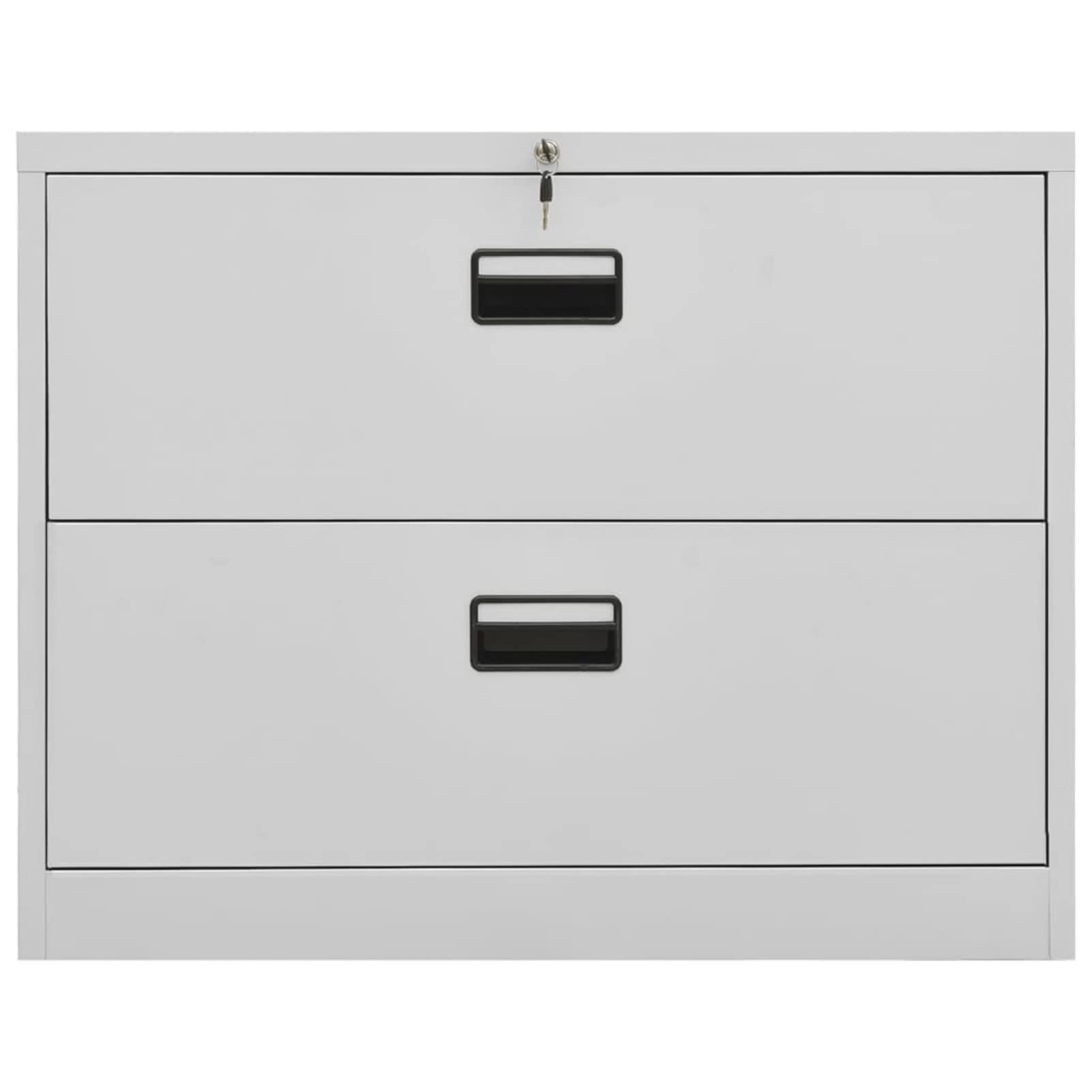 Armadietto portaoggetti in metallo, cassettiera, tavolino con serratura, resistente, armadietto in acciaio grigio chiaro, 90 x 46 x 72,5 cm