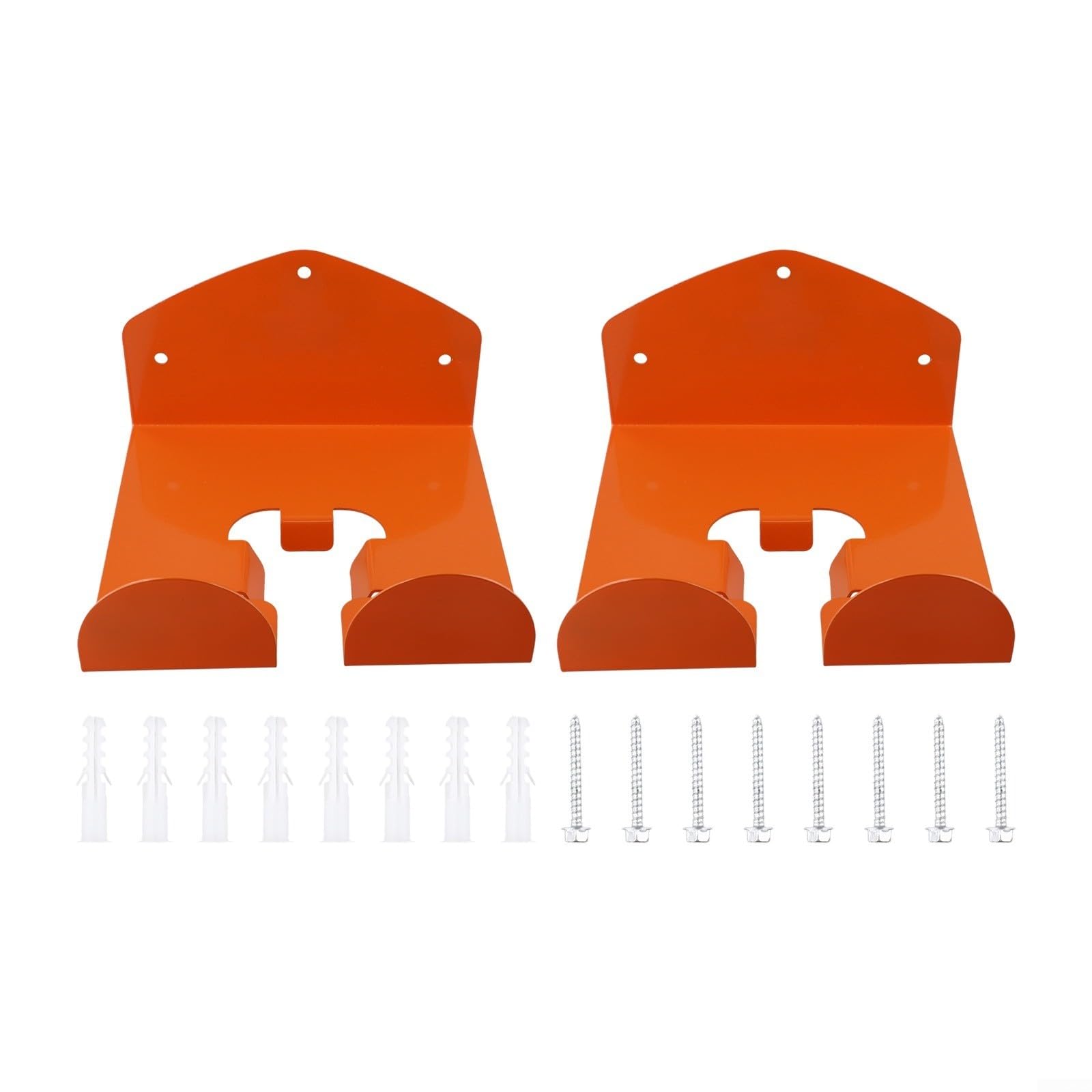 Soporte de pared resistente para cortacésped y cortasetos, resistente estante de acero para guardar herramientas de jardín en garaje o cobertizo, lacado en naranja, incluye 2 soportes y kit