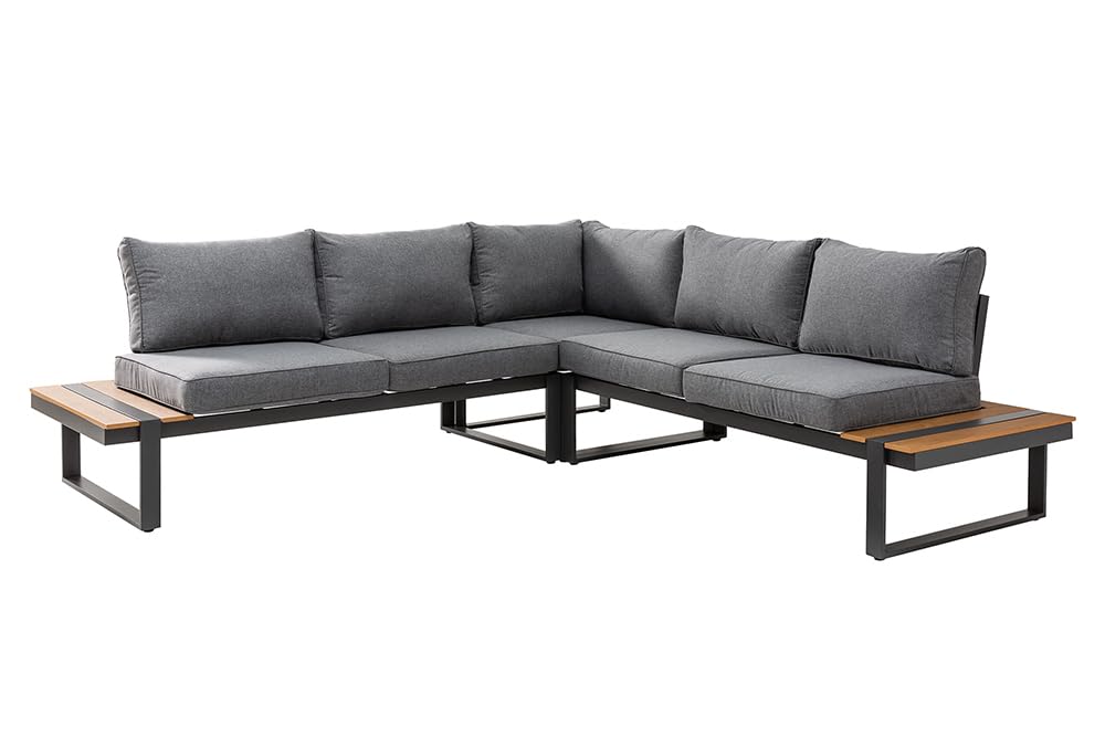 Riess Ambiente Große Garten Sitzgruppe Set Tampa Lounge 240cm grau Outdoor Sofa Wetterfest inkl. Kissen Gartenlounge