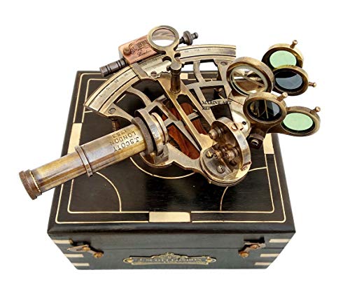 J. Scott London Brass Sextant with Box, Nautical Maritime Gift, Navigational Collectible