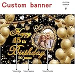 Custom Black and Gold Theme Birthday Banner for Party Happy Birthday Backdrop Decoration Personalized with Name and Photo - Image 2