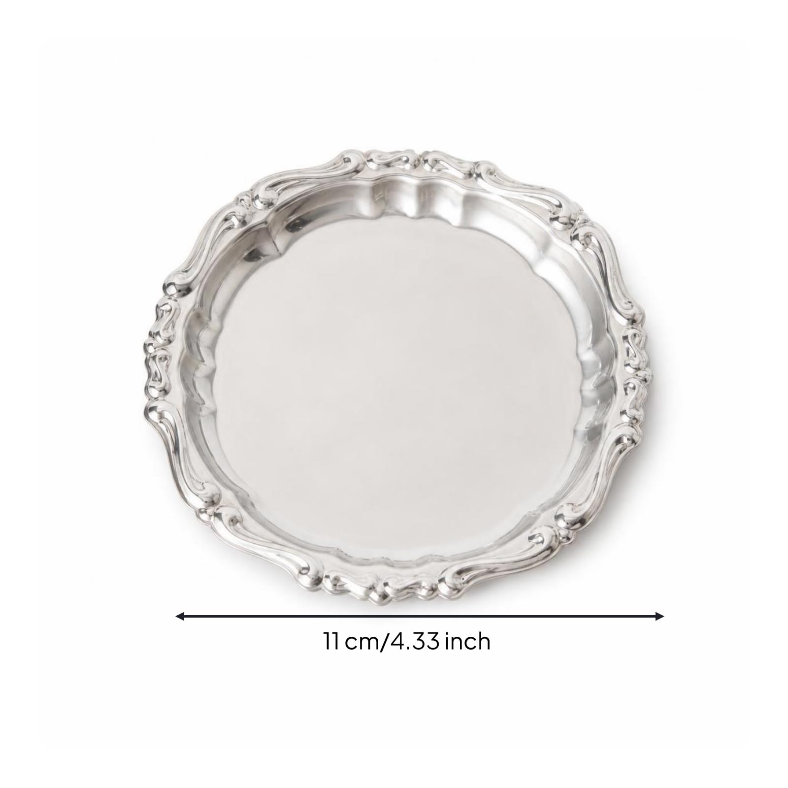 Sottobicchiere in Acciaio Inox Resistente Sottotazza in Metallo Durevole Poggiabicchiere per Collezionisti, Caffetteria, 11 Cm, Barocco