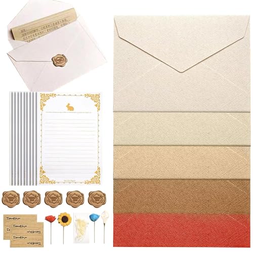 Juego de papel y sobres de papelería – Juego de papelería con 10 papel de carta, sin deformación, juego de tarjetas de invitación multiusos para imprimir, , rastrear