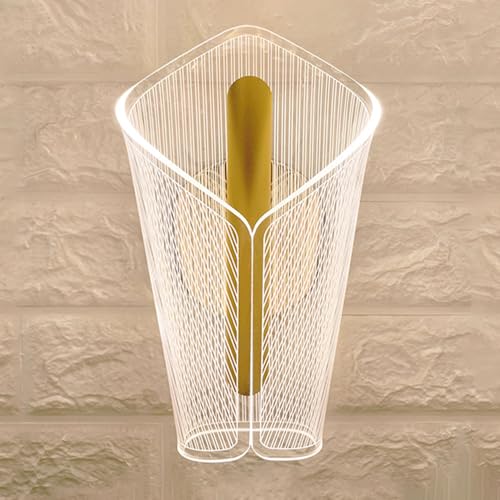 Mjsdjof 12W LED Acrylic Decorative Wall Light, Modern Hardwired Wall Lamp 3 Color Mode (3000K/4000K/6000K), Wall Lights for Living Room Bedroom Pathway Corridor Stairs Hotel Lighting - Gold