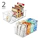 mDesign Plastic Divided Bin Storage Containers - Perfect for Fridge, Cabinet, Pantry, and Home Organization - Clear - Refrigerator Organizers - Ligne Collection - 2 Pack, Clear