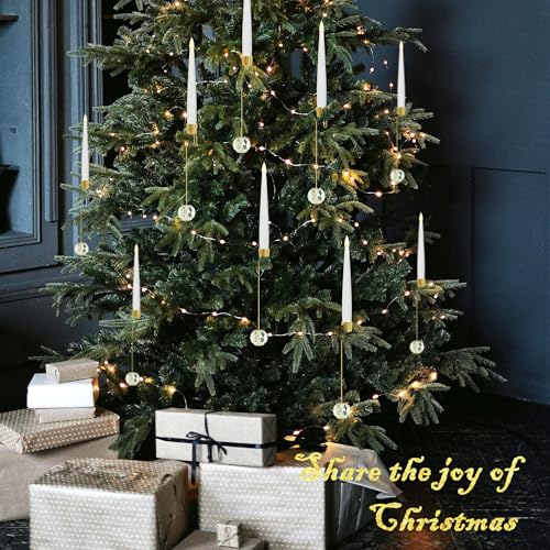 Image of JOIONE Flameless Christmas Tree Candles with Remote, 12 Pack Battery Operated LED Candles for Christmas Tree Flickering Flame for Xmas Indoor Decor - Clear Crystal Ball