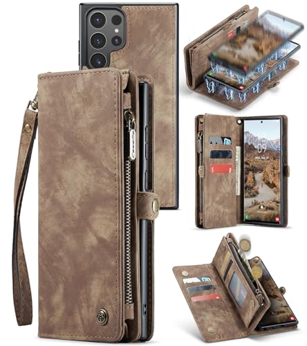 Coque Samsung S24 Ultra magnétique avec porte-carte détachable et béquille antichoc