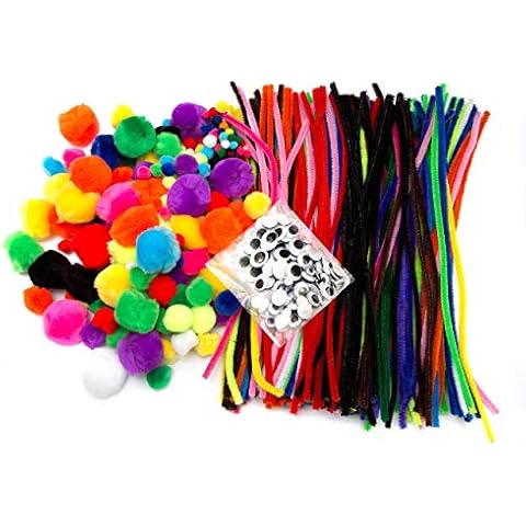 500 x Arts and Crafts Kit | Including Pipe Cleaners, Pompoms and Googly Eyes | Various Sizes and Colours | Arts and Crafts for Kids | Arts and Crafts for Adults Cover