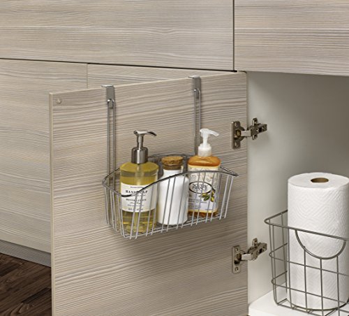 Spectrum Diversified Contempo Storage Basket Over The Cabinet, Steel Wire, Sink Organizer For Kitchen & Bathroom, Medium, Chrome #TOP1