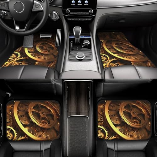 Tapis de sol voiture étanches et antidérapants universels avec design steampunk noir 4 pièces